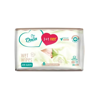 Дитячі вологі серветки Dada 3+1 з екстрактом алое (4 х 72 шт.) (4820174980856)