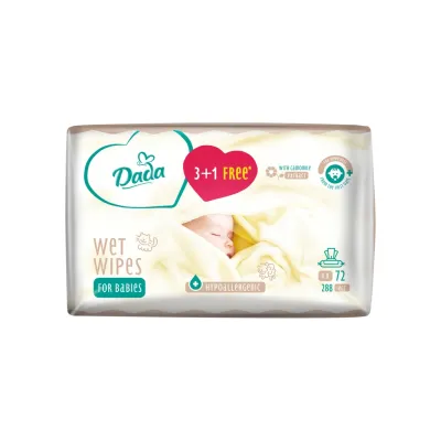 Дитячі вологі серветки Dada 3+1 з екстрактом ромашки (4 х 72 шт.) (4820174980863)