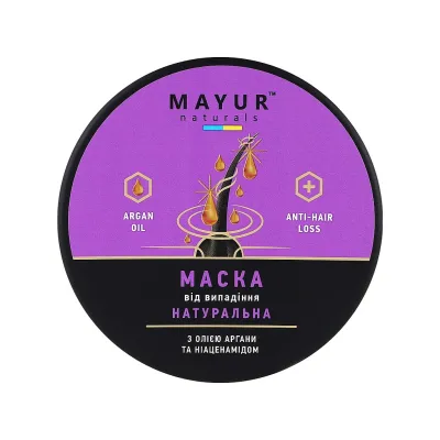 Маска для волосся Mayur Проти випадіння з Аргановою олією та Ніацинамідом 250 мл (4820230953374)