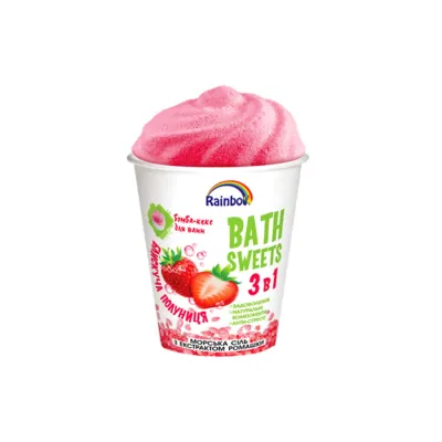 Бомбочка для ванни AquaShine Rainbow Набір Блискуча полуниця Бомба-кекс для ванн і Морська сіль з екстрактом ромашки (4820240940357)