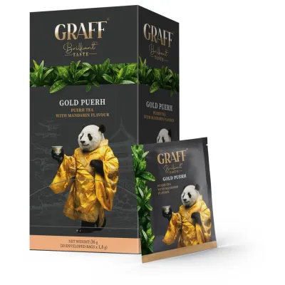 Чай Graff Gold Puer З ароматом мандарина 20 пакетиків х 1.8 г (4820279610634)