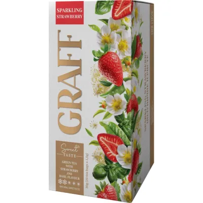 Чай Graff Sparkling Strawberry з ароматом полуниці та базиліка 20x1.5 г (4820279612263)