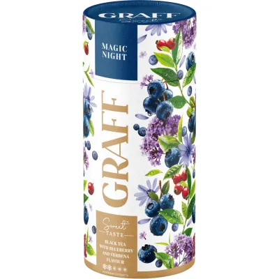Чай Graff чорний з ароматом чорниці та вербени "Магічна ніч/Magic night" 80 г (4820279612546)
