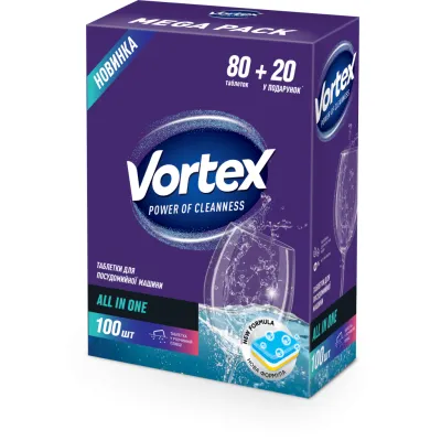 Таблетки для посудомийних машин Vortex All in 1 100 шт. (4823071623093)