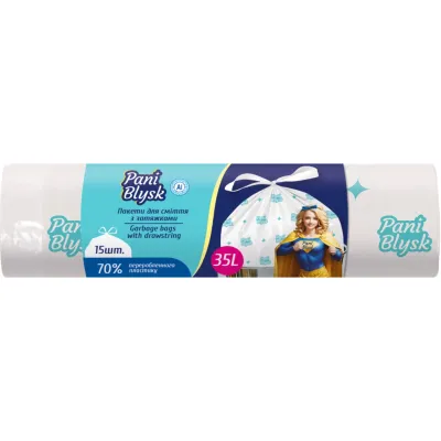 Пакети для сміття Pani Blysk Із затяжками 35 л 15 шт. (4823071661101)