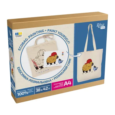 Набір для творчості Rosa Talent екосумка-розмальовка, Капібара, 38х42 см (4823098544630)