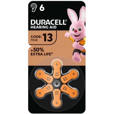 Батарейка Duracell для слухових апаратів розмір 13, 6 шт. в упаковці (5004322)