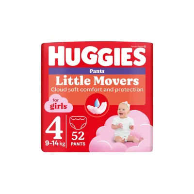 Підгузки Huggies Little Movers/Pants 4 (9-14 кг) для дівчаток 52 шт (5029053547541)