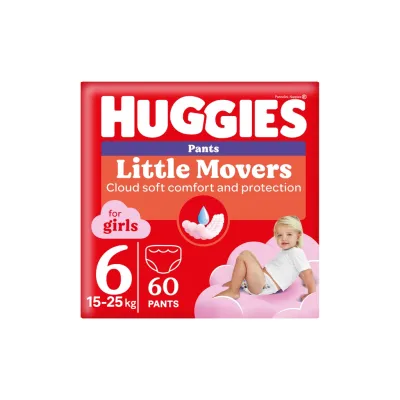 Підгузки Huggies Little Movers/Pants 6 (15-25 кг) Box для дівчаток 60 шт (5029053564135)