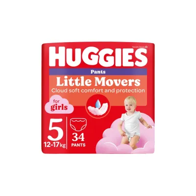 Підгузки Huggies Little Movers/Pants 5 (12-17 кг) для дівчаток 34 шт (5029053564272)