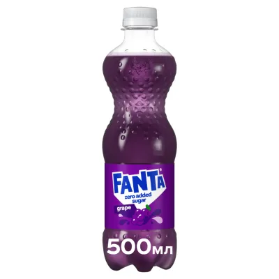 Напій Fanta Zero Sugar Безалкогольний сильногазований соковмісний Виноград 500 мл (5449000265197)