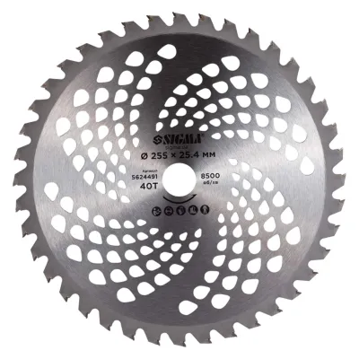 Ніж для тримера Sigma з твердосплавними напайками 255x25.4мм 40Т (5624491)