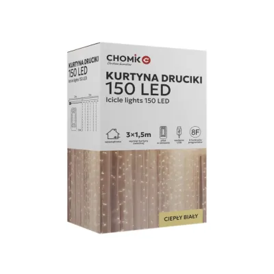 Гірлянда Chomik Штора" 150 LED теплий білий, 3x1,5 м, USB, з пультом, IP20, від мережі (5900779898479)