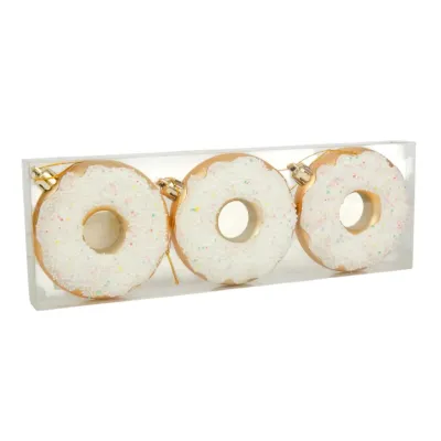 Ялинкова іграшка Chomik пластикові Пончики 3 шт, 8см, білі (5901292677169_2)