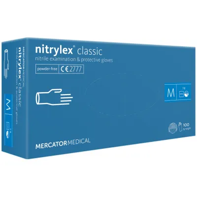 Медичні рукавички Mercator Medical Nitrylex Classic Нітрилові Неопудрені діагностичні Розмір M Сині 100 шт. (3.1010) (5906615004905/5906615028642)