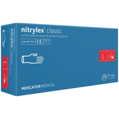 Медичні рукавички Mercator Medical Nitrylex Classic Нітрилові Неопудрені діагностичні Розмір L Сині 100 шт. (3.1011) (5906615004929/5906615028765)