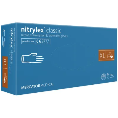 Медичні рукавички Mercator Medical Nitrylex Classic Нітрилові Неопудрені діагностичні Розмір XL Сині 100 шт. (3.1020) (5906615028796)