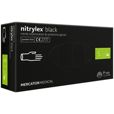 Медичні рукавички Mercator Medical Nitrylex Black Нітрилові Неопудрені діагностичні Розмір S 100 шт. Чорні (3.1017) (5906615037613/5906615132295)