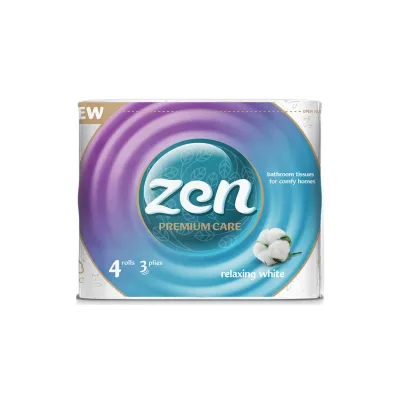 Туалетний папір Zen Premium Care Relaxing White 3 шари 4 рулони (5944582100176)