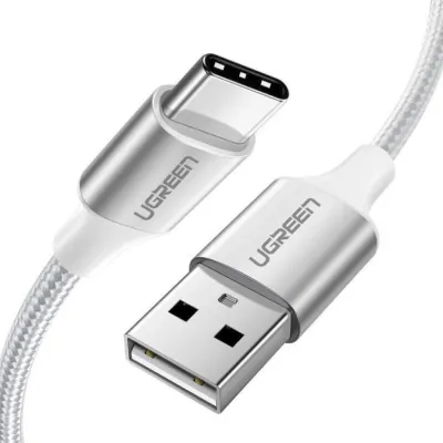Дата кабель USB 2.0 AM to Type-C 1.0m US288 Aluminum Braid White Ugreen (60131)