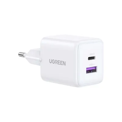 Зарядний пристрій Ugreen USB + USB-C GaN 30W X516 white (65015)