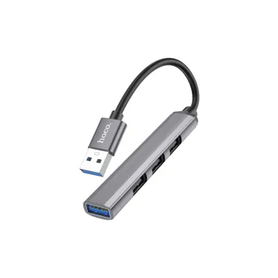 Концентратор HOCO USB to USB 3.0 + 3xUSB 2.0 metal gray (6931474765468)