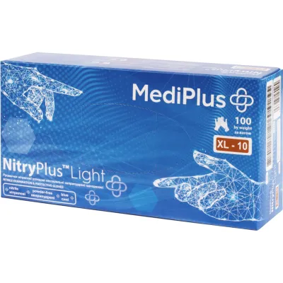 Медичні рукавички MediPlus NitryPlus Light Нітрилові оглядові нестерильні неприпудрені Сині Розмір XL 100 шт. (6933265560269)