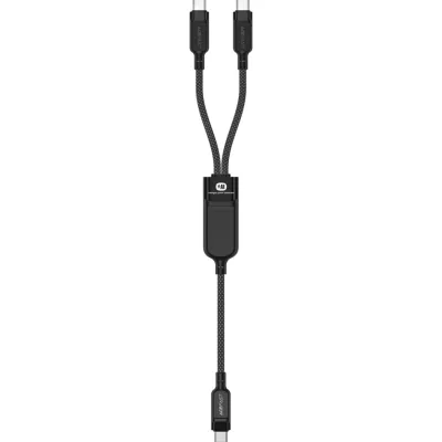 Дата кабель USB-C to 2xUSB-C 0.8m 100W Acefast (6974316280149)