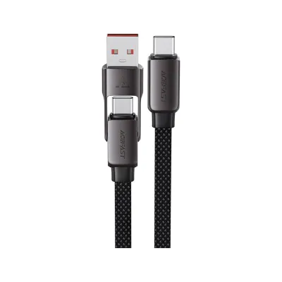 Дата кабель USB-C + USB-A to USB-C 1.2m 3.0A zink alloy C13-04 Black Acefast (6974316282334)