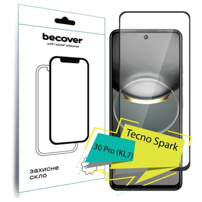 Скло захисне BeCover Tecno Spark 30 Pro (KL7) Black (713080)