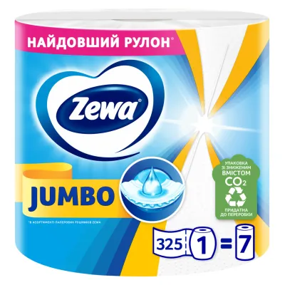 Паперові рушники Zewa Jumbo 1 рулон 325 відривів (7322541191706)