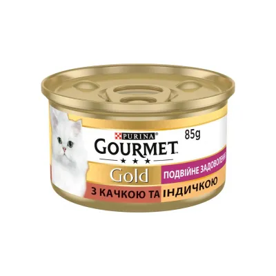 Вологий корм для кішок Purina Gourmet Gold. Подвійне задоволення з качкою та індичкою 85г (7613031381050)