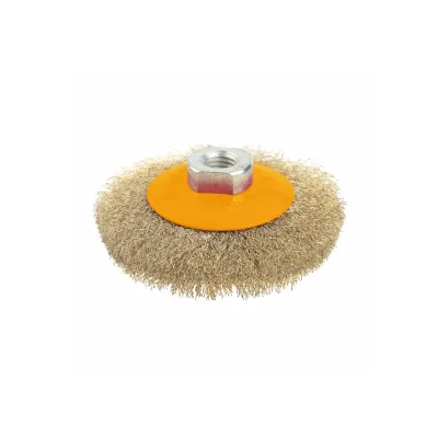 Щітка для електроінструменту Tolsen конічна 100 мм М14, гофрований латунований дріт 0.3 мм (77627)