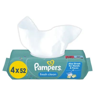 Дитячі вологі серветки Pampers Fresh Clean 4х52 шт (8001841077949)