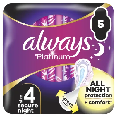 Гігієнічні прокладки Always Platinum Secure Night (Розмір 4) 5 шт. (8001841449821)