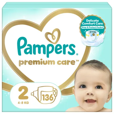 Підгузки Pampers Premium Care Розмір 2 (4-8 кг) 136 шт (8006540855812)