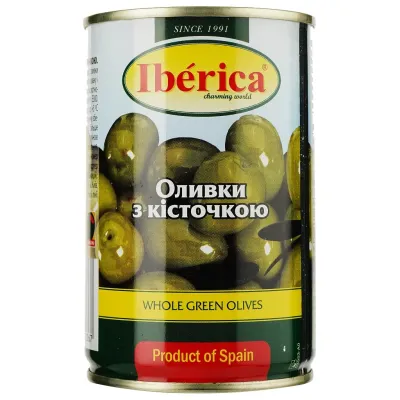 Овочева консервація Iberica Оливки зелені з кісточкою 300 г (8436024292367)