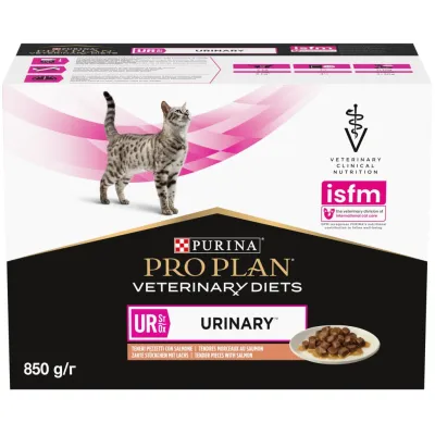 Вологий корм для кішок Purina Pro Plan Veterinary Diets UR ST/OX Urinary З лососем 10 x 85 г (8445290093851)