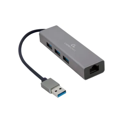 Концентратор USB-A to Gigabit Ethernet, 3 Ports USB 3.1 Gen1 Cablexpert (A-AMU3-LAN-01)