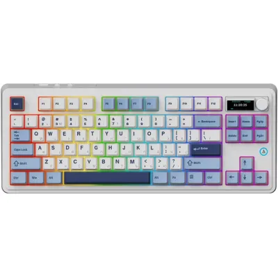 Клавіатура Ajazz AK870 PLUS Murad Switch RGB Wireless/Bluetooth/USB White (AK870-MU-BWD)