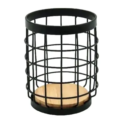 Підставка для кухонного приладдя Ardesto Midori, 12х12х15.5см, метал, дерево, чорний (AR0925B)