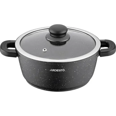 Каструля Ardesto Gemini Anzio скляна кришка 20 см 2,5 л чорна (AR2420GE)