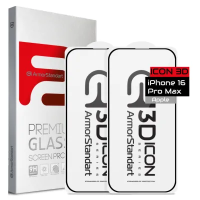 Скло захисне Armorstandart Kit Icon 3D iPhone 16 Pro Max Black 2 pcs (ARM83514)