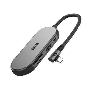 Концентратор Armorstandart Angle USB-C to HDMI 4K, RJ45, PD, 2USB, SD, microSD Grey (ARM86022)
