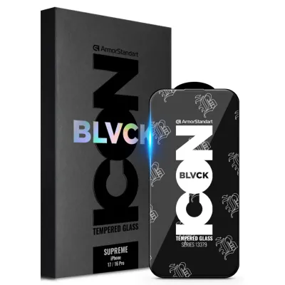 Стекло защитное Armorstandart Supreme Black Icon Apple iPhone 17 / 16 Pro (ARM86399)