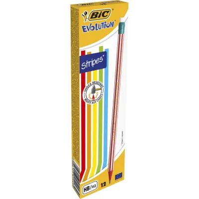 Олівець графітний Bic Evolution Stripes HB, з гумкою (bc8960342)