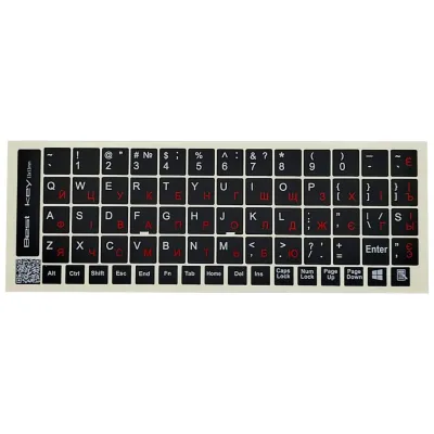 Наклейка на клавіатуру BestKey непрозора чорна, 68, червоний (BK13RED/025)