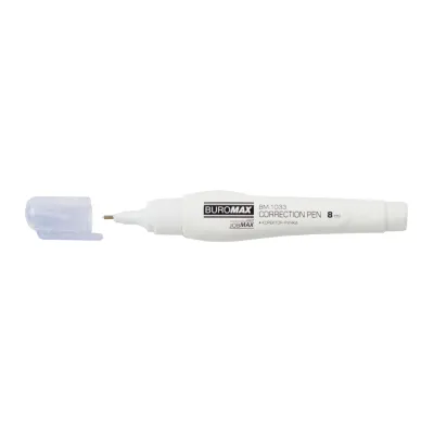Коректор Buromax ручка 8 мл Jobmax, спиртова основа, металевий наконечник (BM.1033)