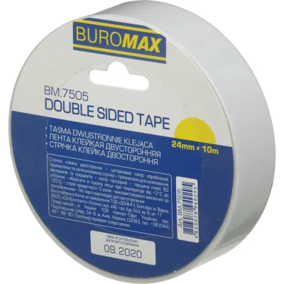 Скотч Buromax двусторонний на бумажной основе 24 мм х 10 м Прозрачный (BM.7505)