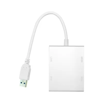 Переходник USB 3.0 to HDMI, DVI, VGA, RJ45 Gigabit Ethernet PowerPlant (CA912087)